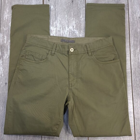 Robert Graham Pants Mens 31 Green Cotton Tencil Flat Front Casual Chino - Picture 4 of 9